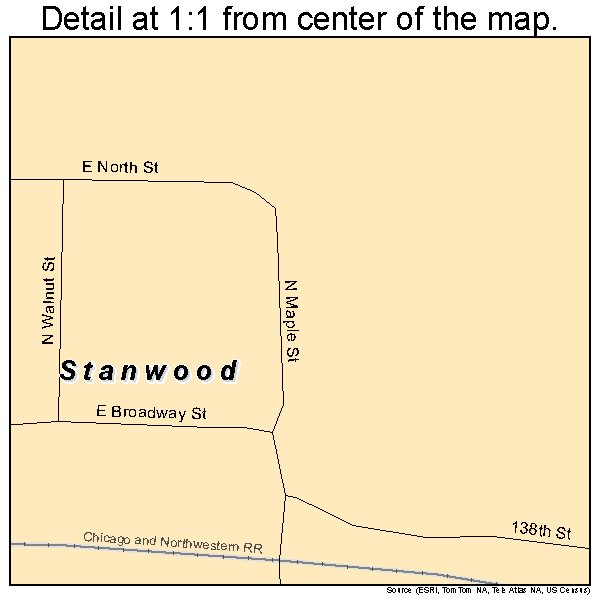 Stanwood, Iowa road map detail