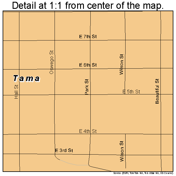 Tama, Iowa road map detail