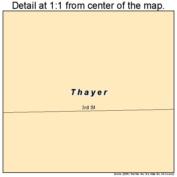 Thayer, Iowa road map detail