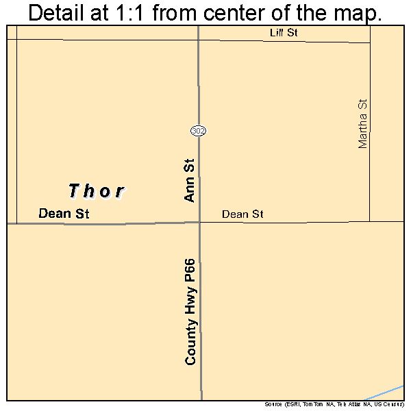 Thor, Iowa road map detail