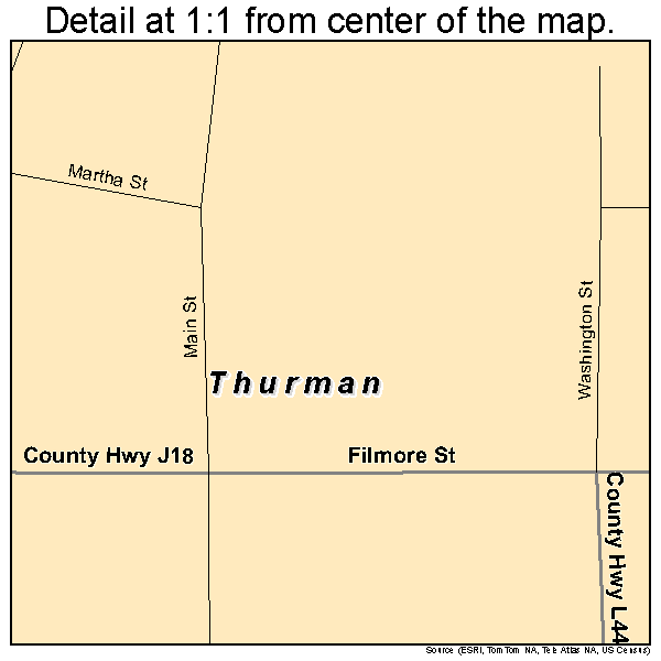 Thurman, Iowa road map detail