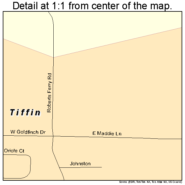 Tiffin, Iowa road map detail