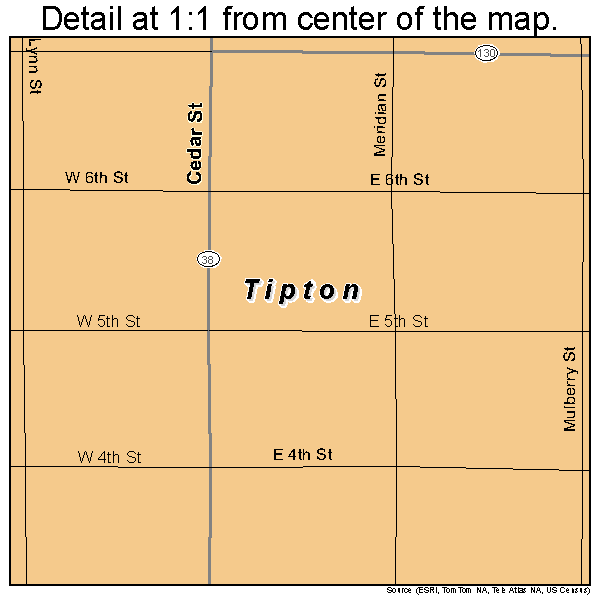 Tipton, Iowa road map detail