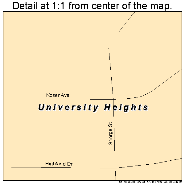University Heights, Iowa road map detail