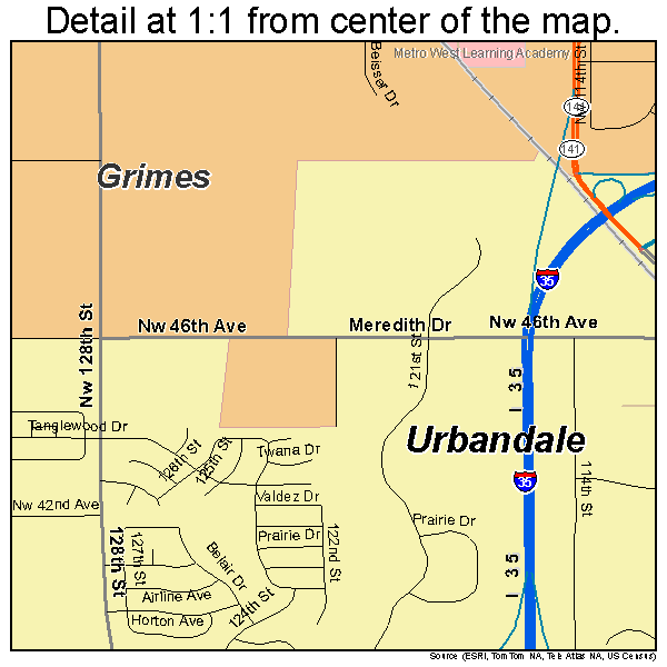 Urbandale, Iowa road map detail
