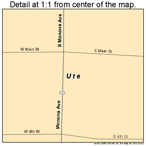 Ute, Iowa road map detail