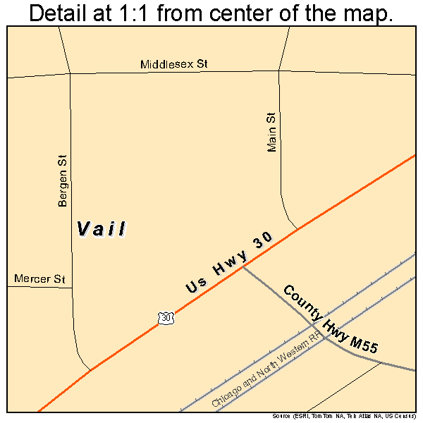Vail, Iowa road map detail