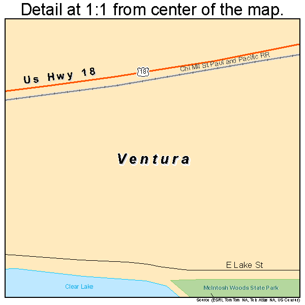 Ventura, Iowa road map detail
