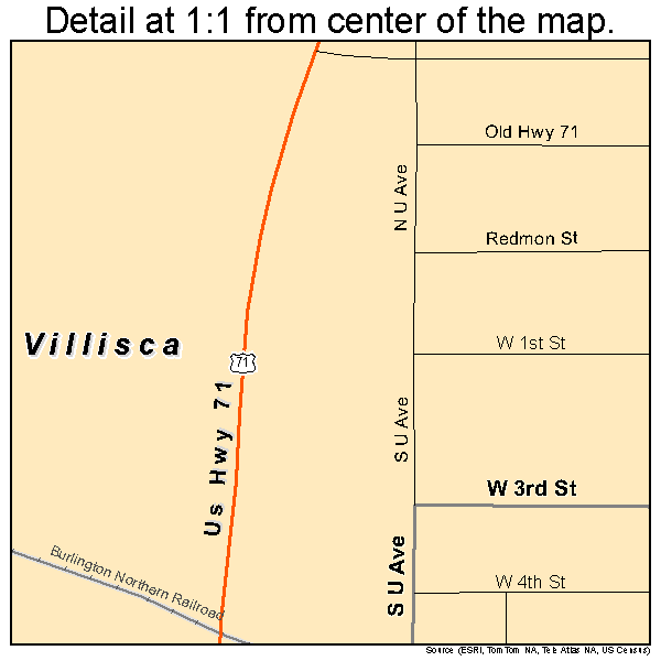 Villisca, Iowa road map detail