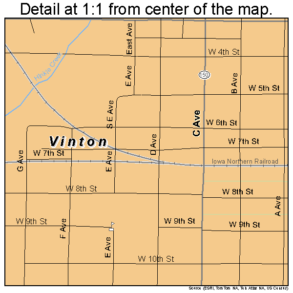 Vinton, Iowa road map detail