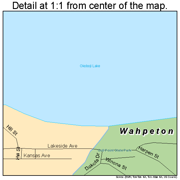 Wahpeton, Iowa road map detail