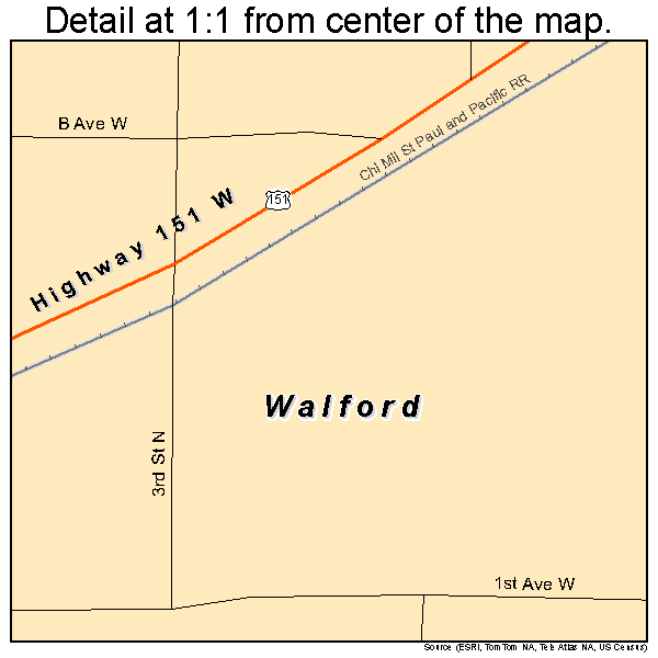 Walford, Iowa road map detail