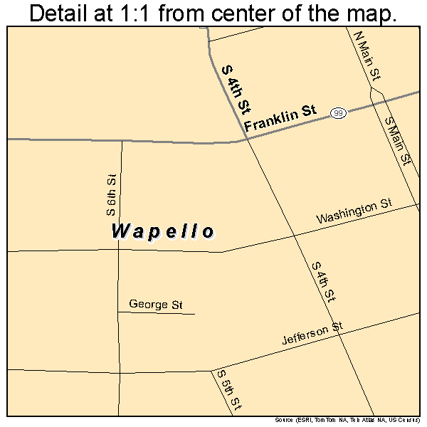Wapello, Iowa road map detail
