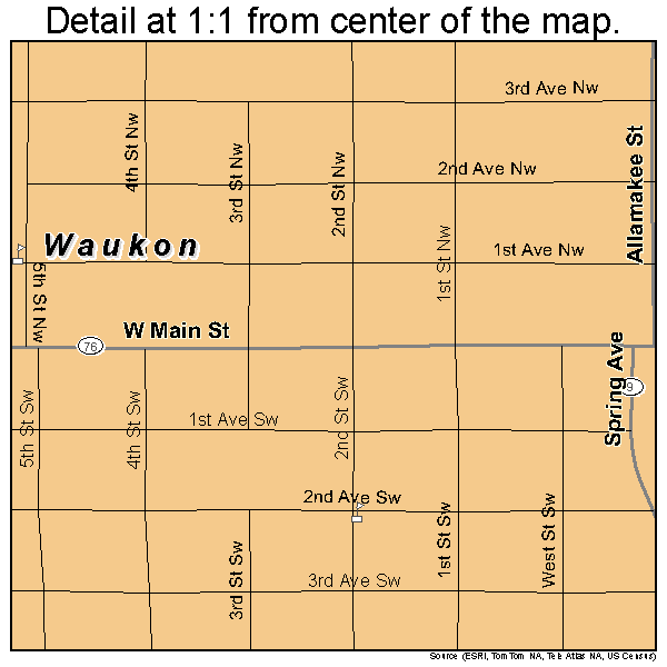 Waukon, Iowa road map detail