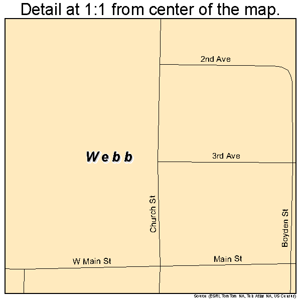 Webb, Iowa road map detail