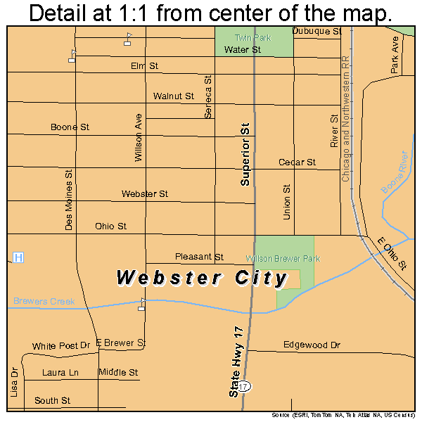 Webster City, Iowa road map detail