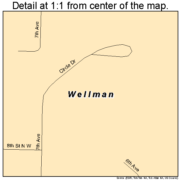 Wellman, Iowa road map detail