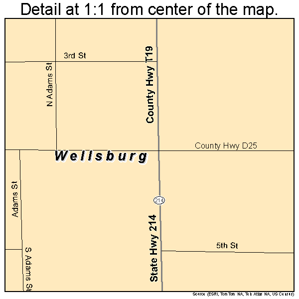 Wellsburg, Iowa road map detail