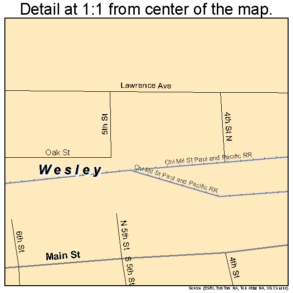 Wesley, Iowa road map detail