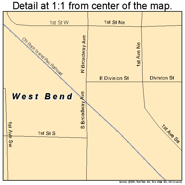 West Bend, Iowa road map detail