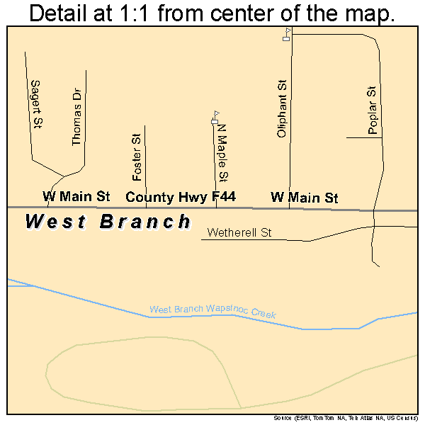 West Branch, Iowa road map detail