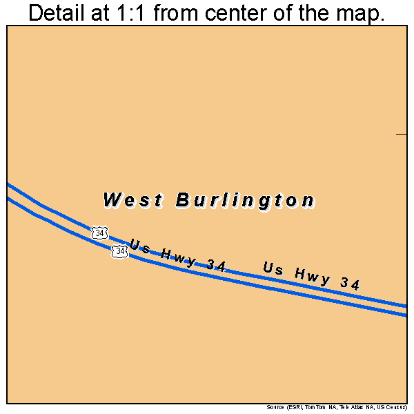 West Burlington, Iowa road map detail