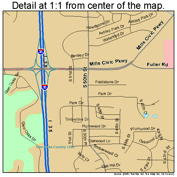 West Des Moines, Iowa road map detail