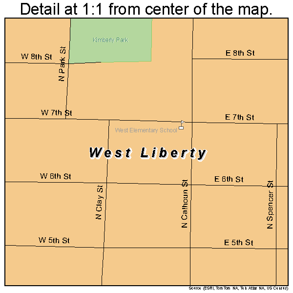 West Liberty, Iowa road map detail