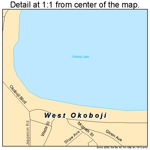West Okoboji, Iowa road map detail