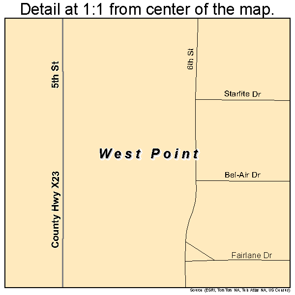 West Point, Iowa road map detail