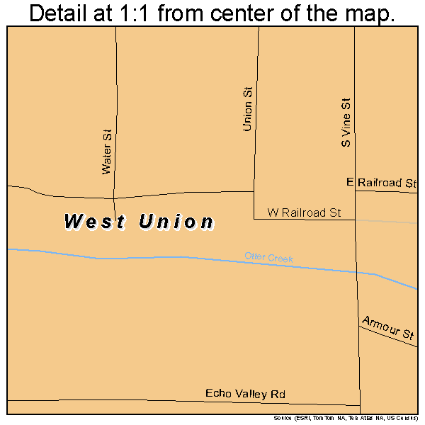 West Union, Iowa road map detail