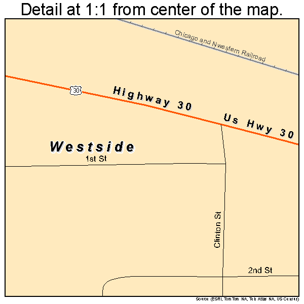 Westside, Iowa road map detail