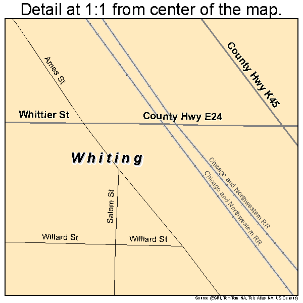 Whiting, Iowa road map detail