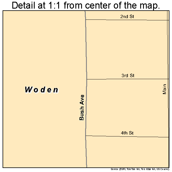 Woden, Iowa road map detail