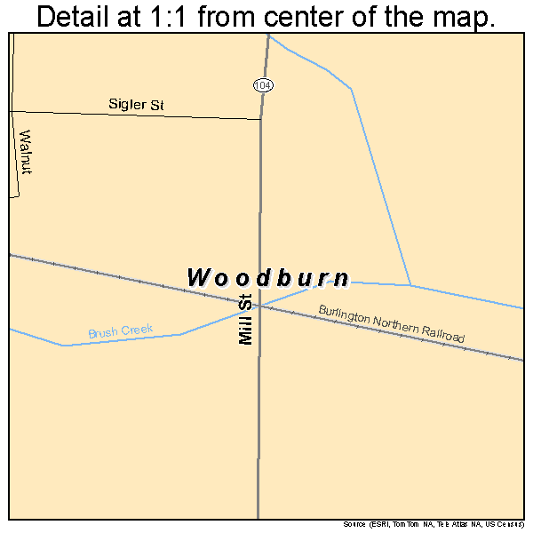 Woodburn, Iowa road map detail