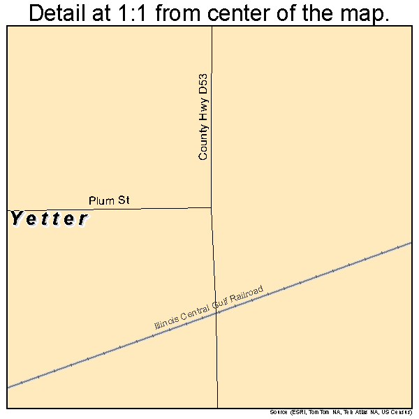Yetter, Iowa road map detail