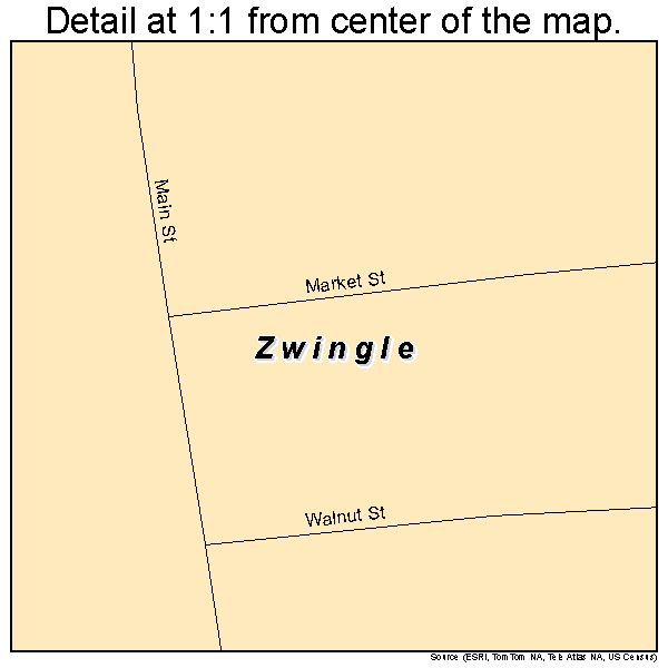 Zwingle, Iowa road map detail