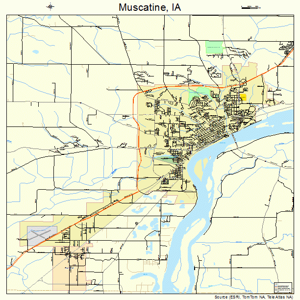 Muscatine, IA street map