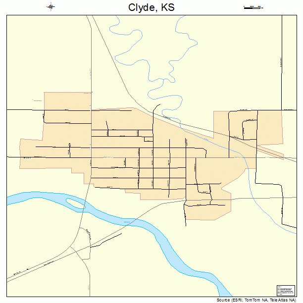 Clyde, KS street map