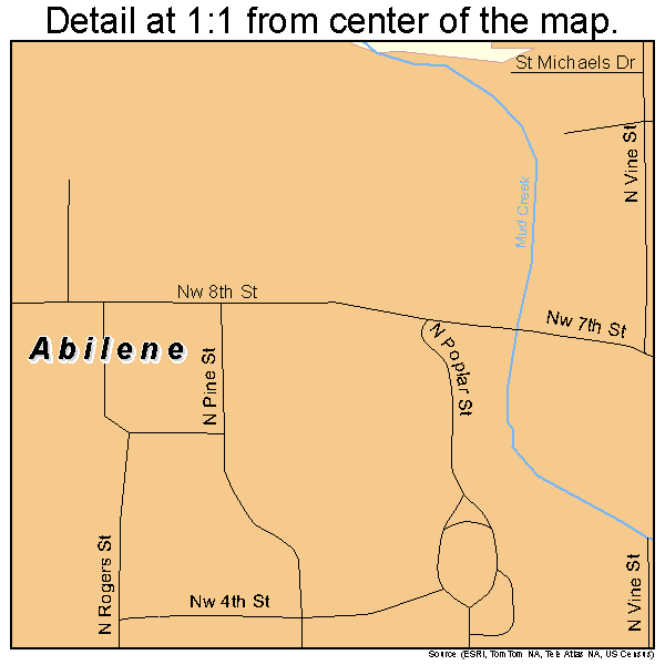 Abilene, Kansas road map detail