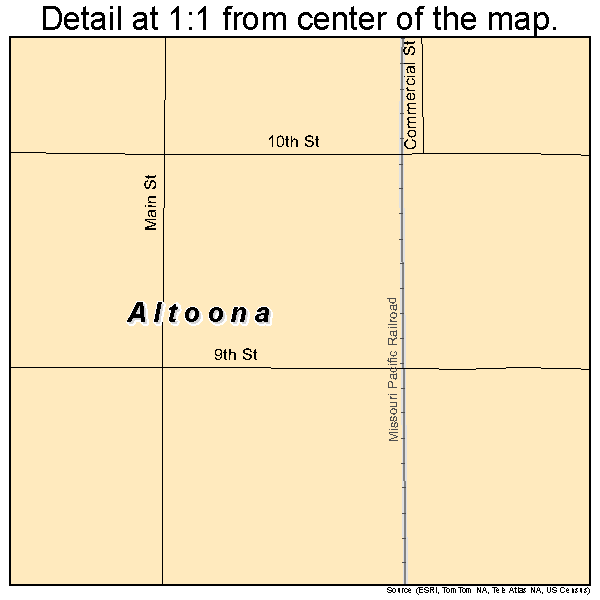 Altoona, Kansas road map detail