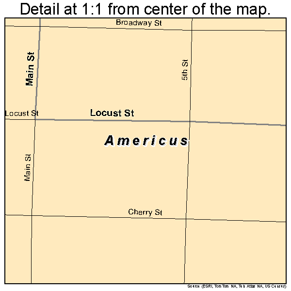 Americus, Kansas road map detail