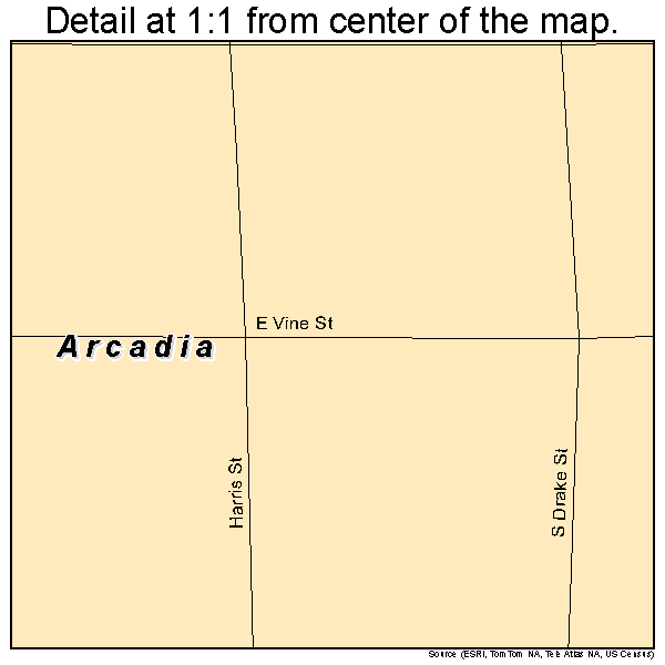 Arcadia, Kansas road map detail