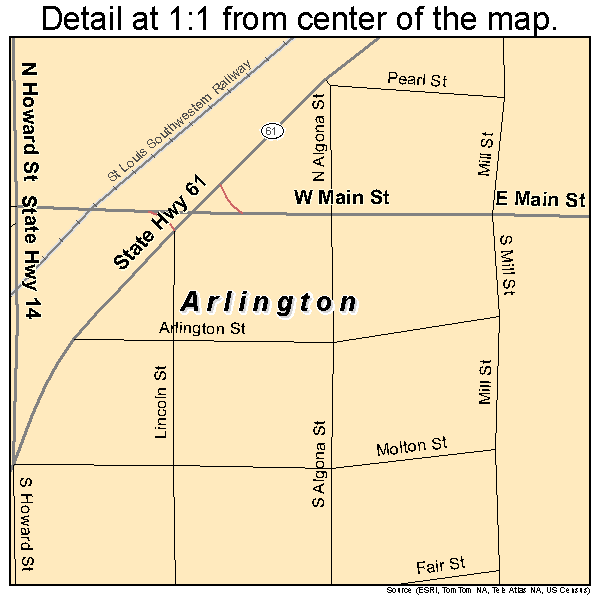 Arlington, Kansas road map detail