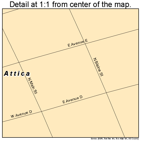Attica, Kansas road map detail