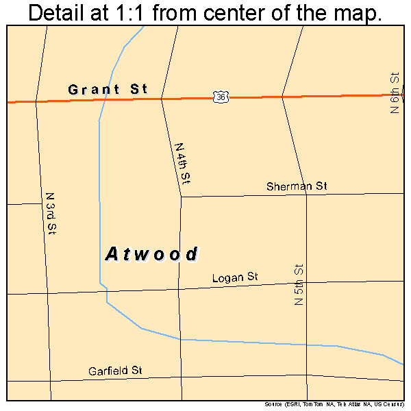 Atwood, Kansas road map detail