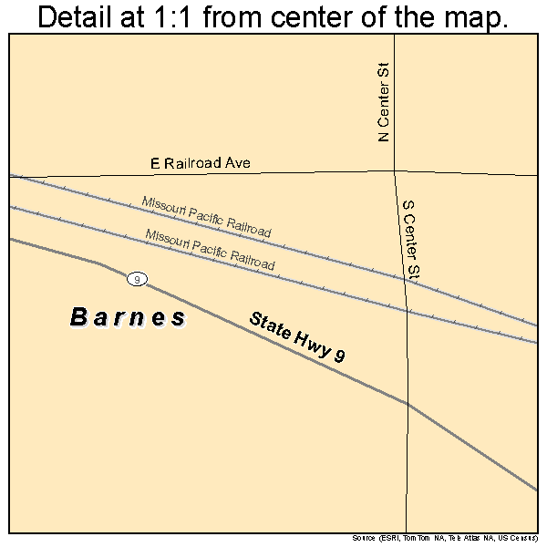 Barnes, Kansas road map detail