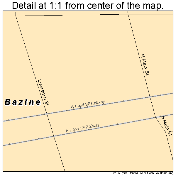 Bazine, Kansas road map detail