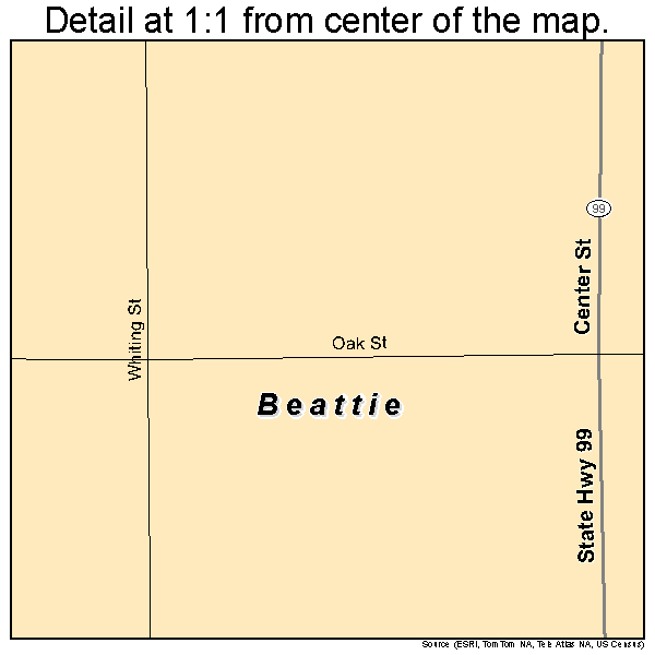 Beattie, Kansas road map detail