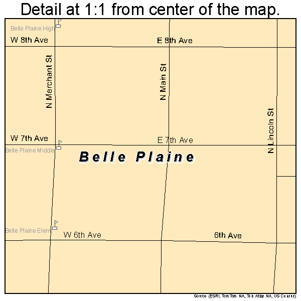 Belle Plaine, Kansas road map detail